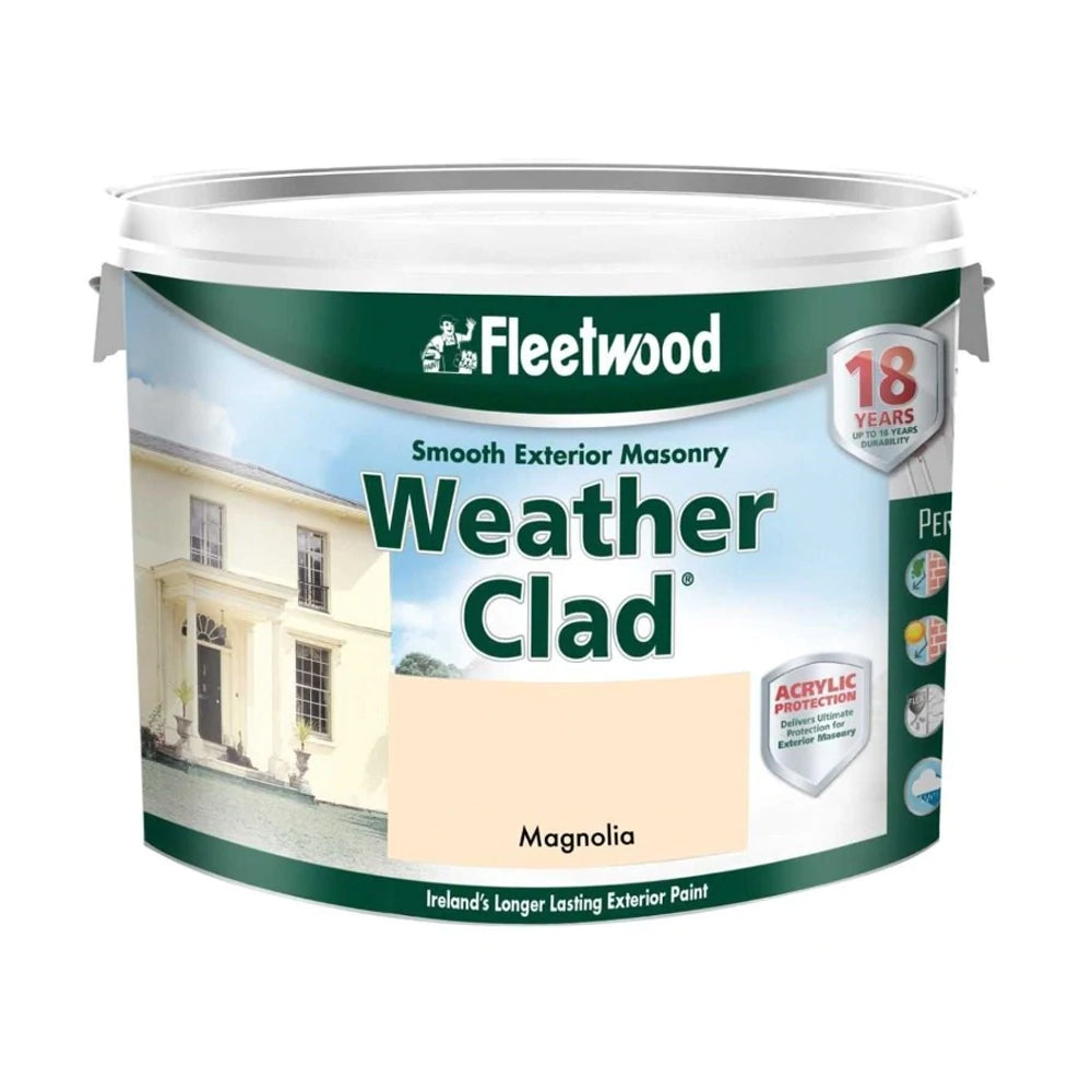 Fleetwood Weatherclad Masonry Paint 10 Litre - Magnolia | XWC10MA