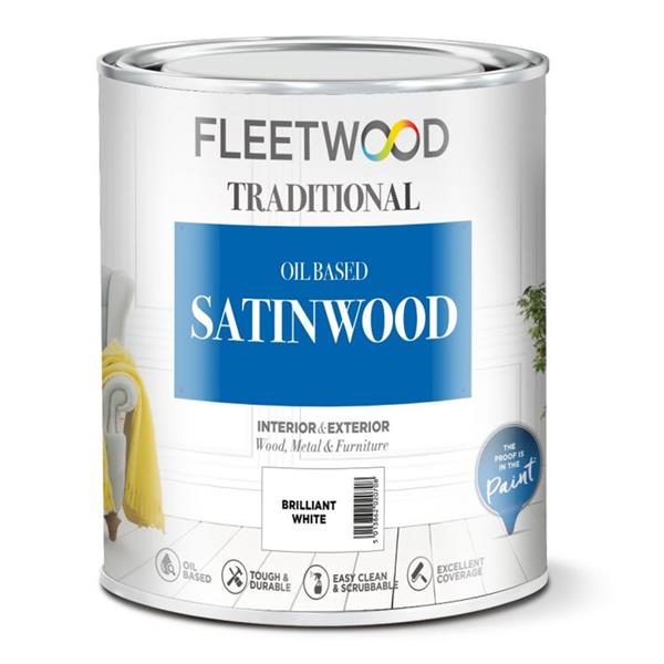 Fleetwood Oil Based Satinwood 5 Litre - Brilliant White | STO50BW