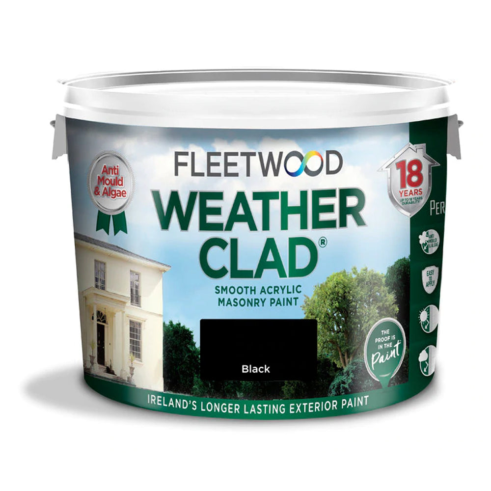 Fleetwood Weatherclad Masonry Paint 10 Litre - Black | XWC10BL