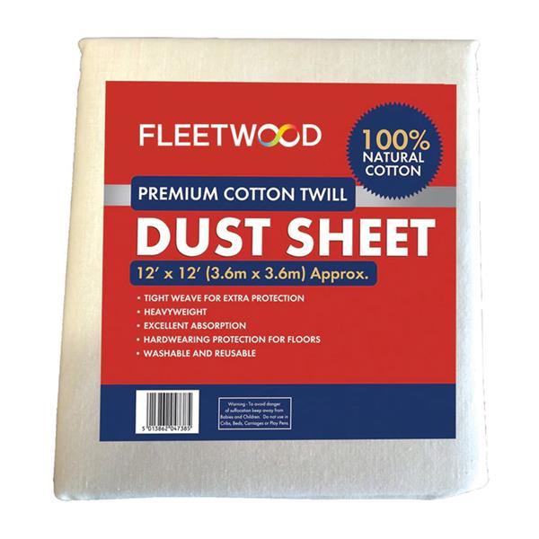 Fleetwood Premium Cotton 12ft x 12ft Dust Sheet | DSPC1212