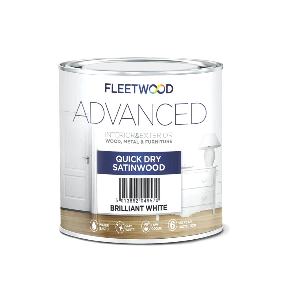 Fleetwood 1 Litre Advanced Quick Drying Satinwood - White | STA01BW