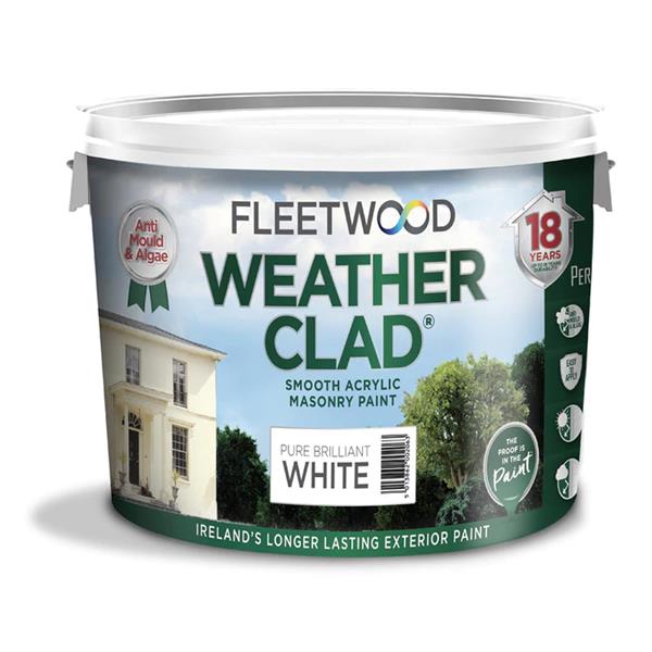 Fleetwood Weatherclad Masonry Paint 10 Litre - Brilliant White | XWC10BW