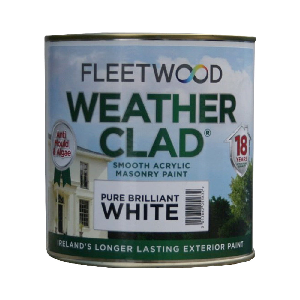 Fleetwood 1 Litre Weatherclad Masonry Paint - Brillant White | XWC01BW