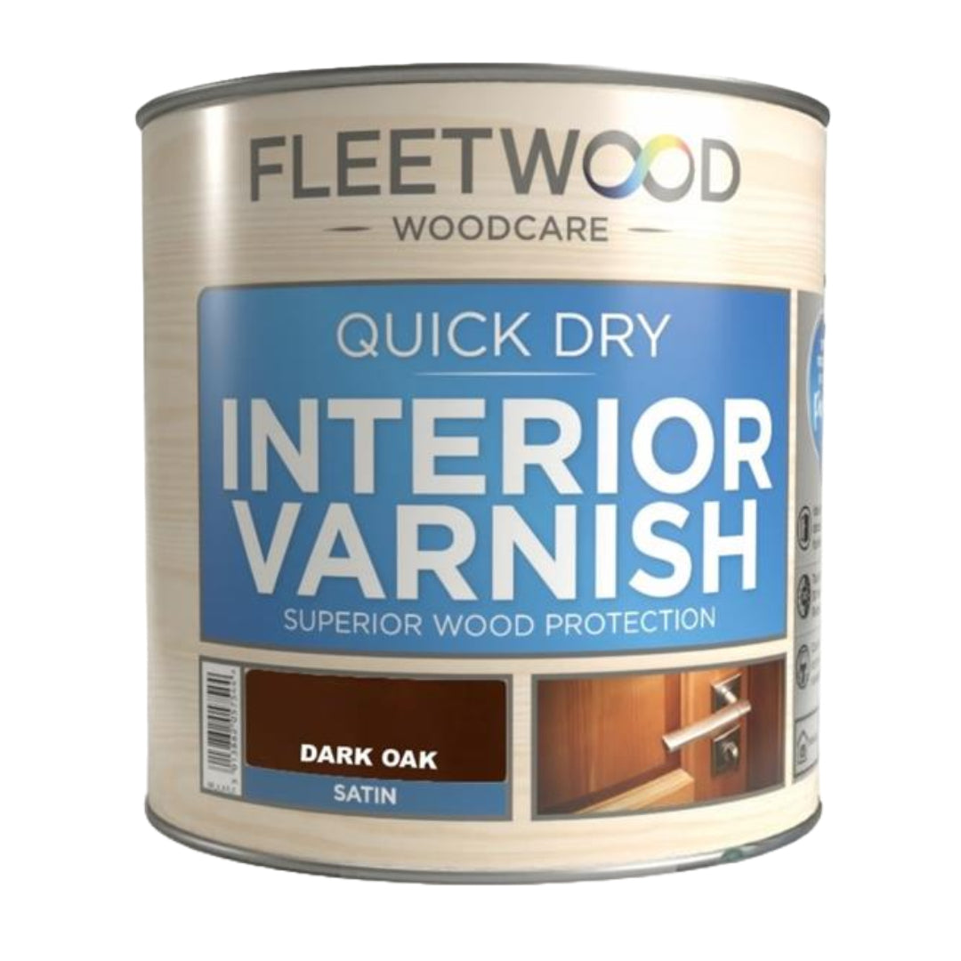 Fleetwood Quick Dry Interior Varnish 1 Litre Satin - Dark Oak | VAQDS01DO