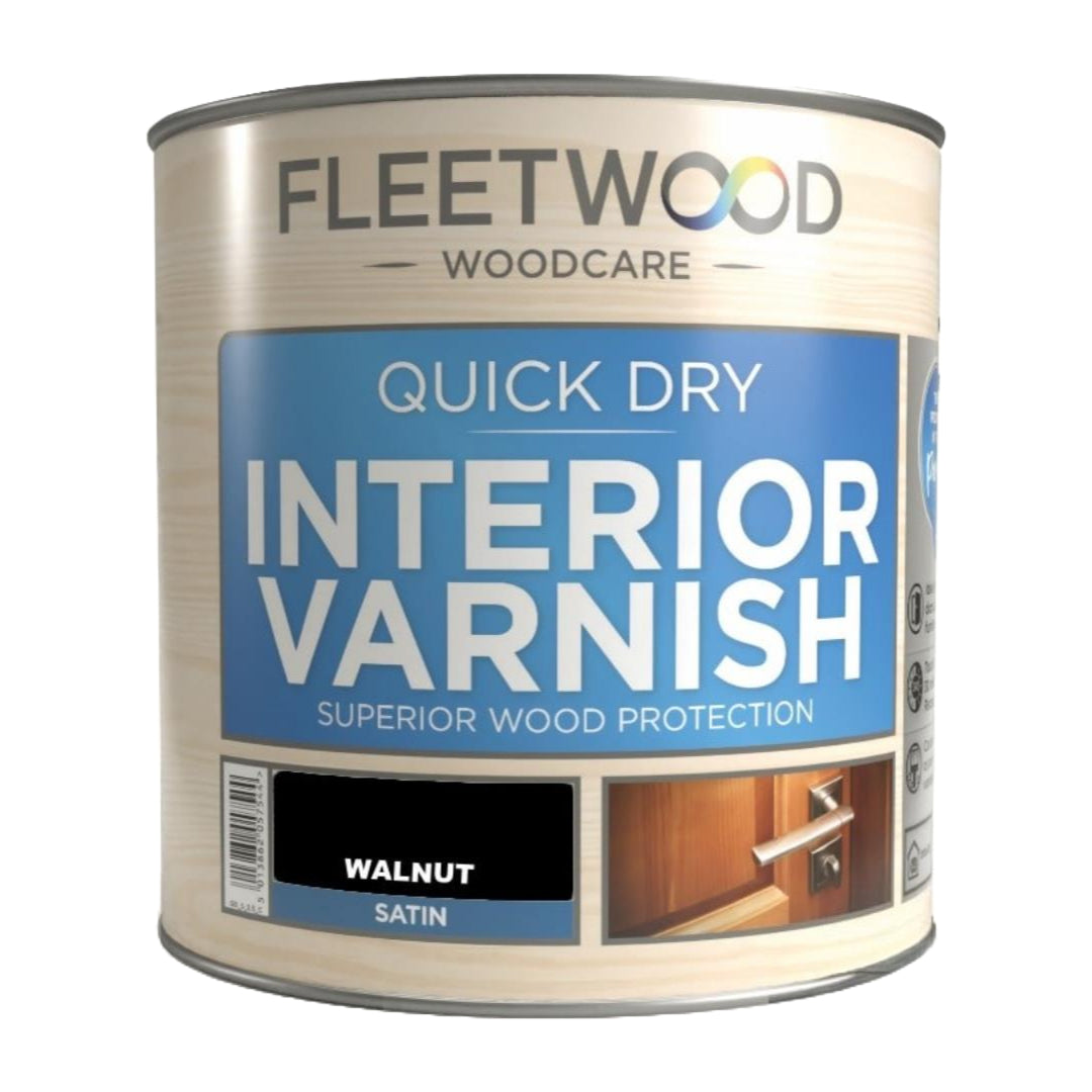 Fleetwood Quick Dry Interior Varnish 1 Litre Satin - Walnut | VAQDS01WT