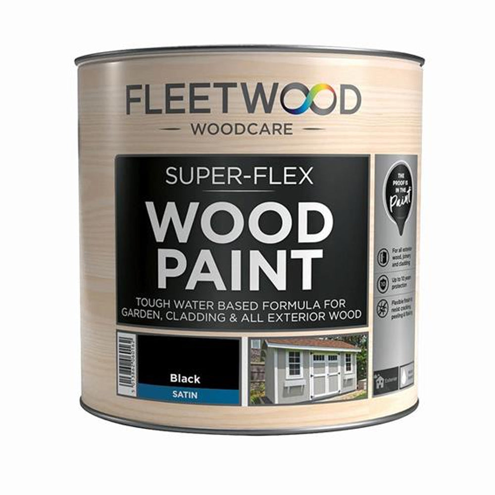 Fleetwood Super-Flex Opaque Wood Paint 1 Litre - Satin Black | WSFWS01BL