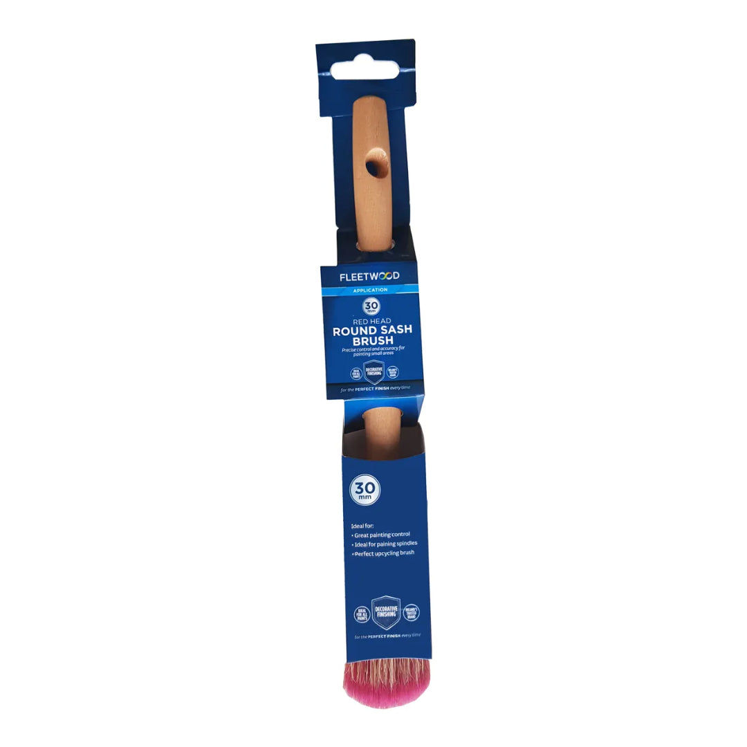 Fleetwood Red Head Round Sash Paint Brush 30mm | BRRB1