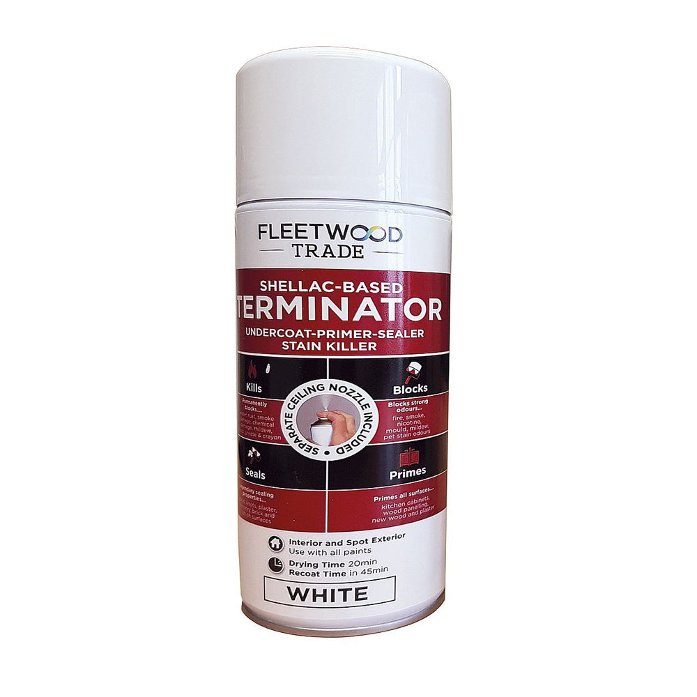 Fleetwood Terminator Stain Killer Primer Aerosol 400ml - White | PTSO04BW