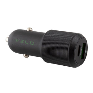 Veld Super Fast Car Charger 48W - 2 Port USB A USB C | VC48DG