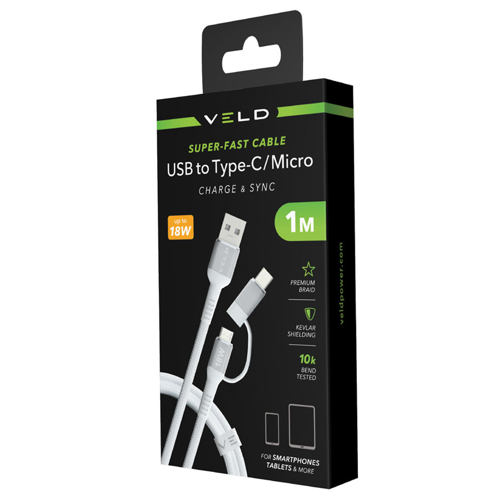 Veld Super Fast Cable USB to Type-C / Micro USB | VUCM1