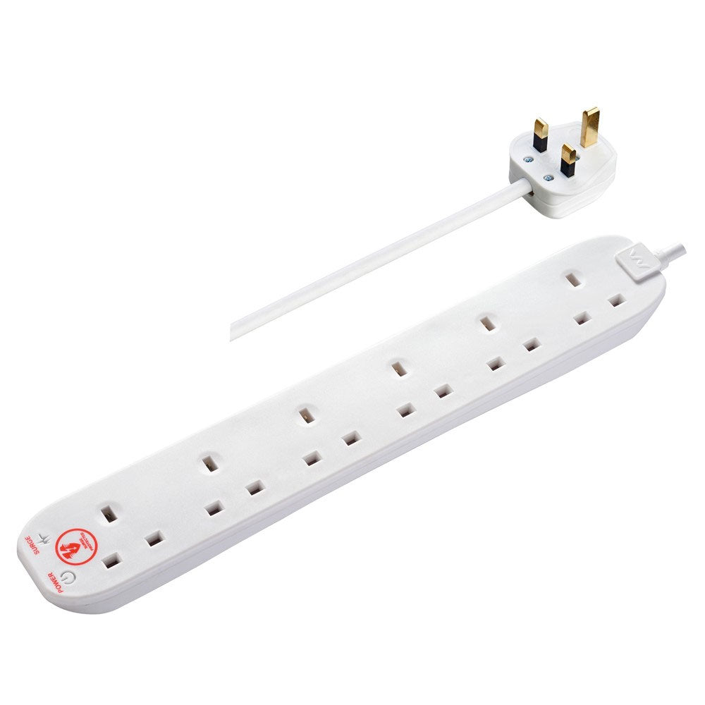 Masterplug 6 Gang 2 Metre Surge Protected Extension Lead | LCESRG6210N