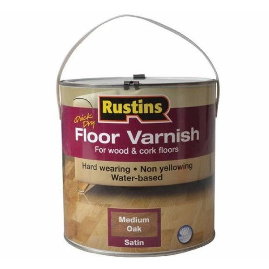 Rustins Quick Drying Floor Varnish Satin 2.5 Litre - Medium Oak | R690165