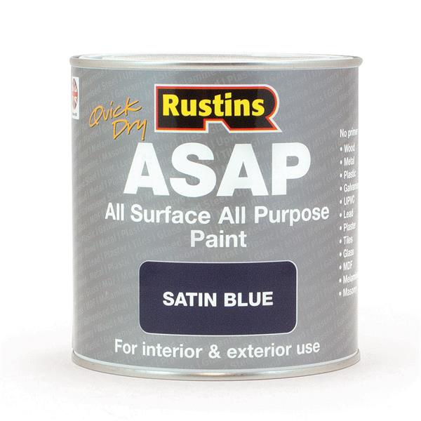 Rustins 1 Litre ASAP All Surface All Purpose Paint - Satin Blue | R480116