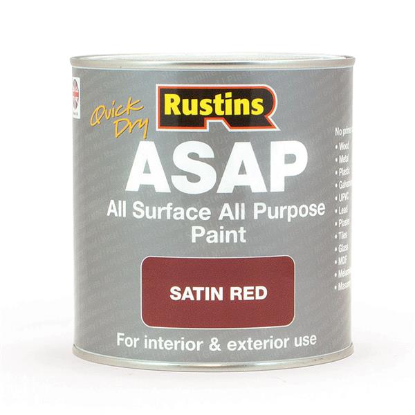 Rustins 1 Litre ASAP All Surface All Purpose Paint - Satin Red | R480125