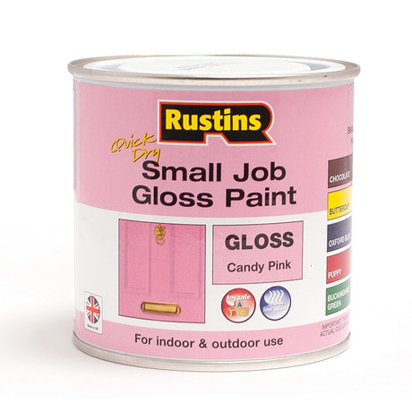 Rustins 250ml Quick Dry Small Job Gloss Paint - Candy Pink | R690271