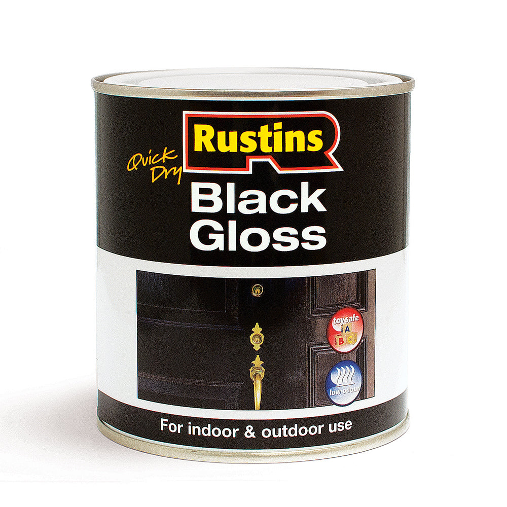 Rustins 500ml Gloss Wood & Metal Paint - Black | R900052