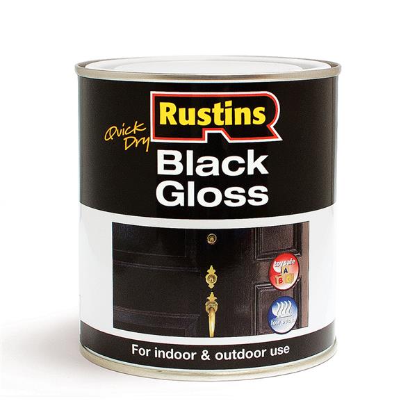 Rustins 1 Litre Gloss Wood & Metal Paint - Black | R900053