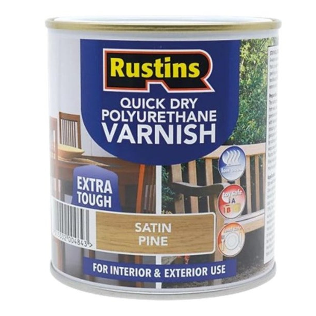 Rustins Quick Drying Polyurethane Varnish Satin 500ml - Pine | R695022