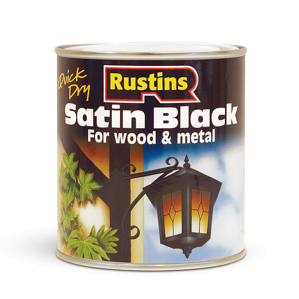 Rustins 500ml Satin Wood & Metal Paint - Black | R900002