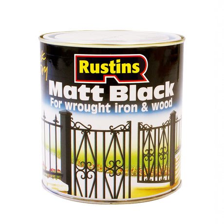 Rustins 500ml Matt Wood & Metal Paint - Black | R900010