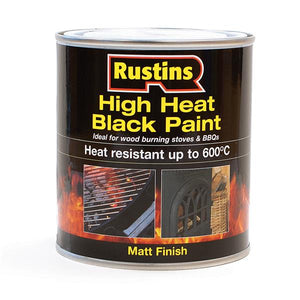 Rustins 500ml High Heat Paint for Stoves & BBQs - Matt Black | R800107