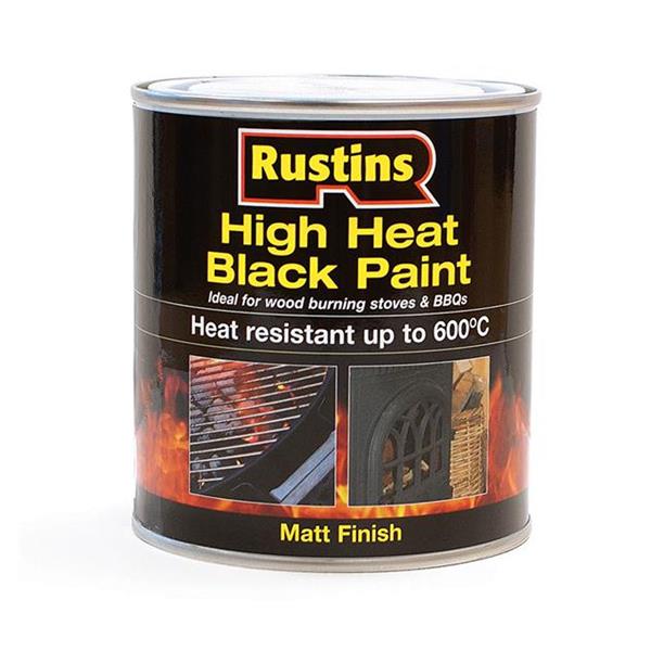 Rustins 250ml High Heat Paint for Stoves & BBQs - Matt Black | R800107