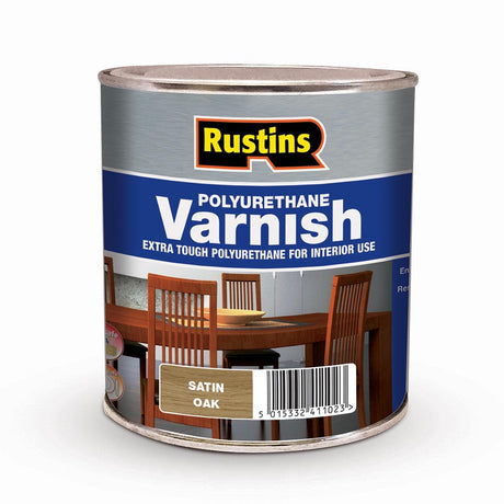 Rustins 500ml Polyurethane Satin Varnish - Oak | R436012