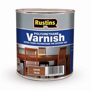 Rustins 500ml Polyurethane Satin Varnish - Teak | R436004