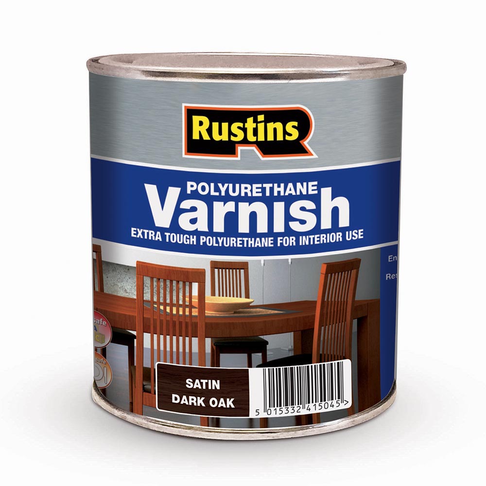 Rustins 250ml Polyurethane Satin Varnish - Dark Oak | R436005