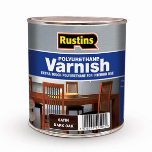 Rustins 250ml Polyurethane Satin Varnish - Dark Oak | R436005