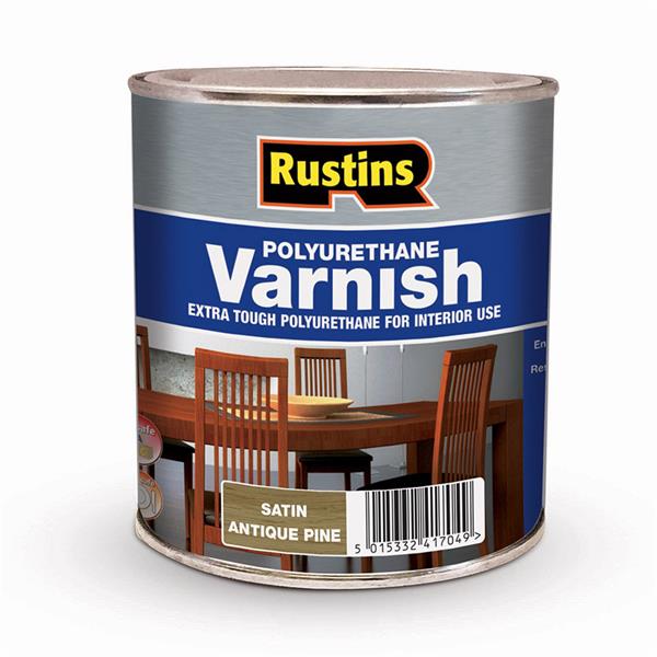 Rustins 250ml Polyurethane Satin Varnish - Antique Pine | R436023