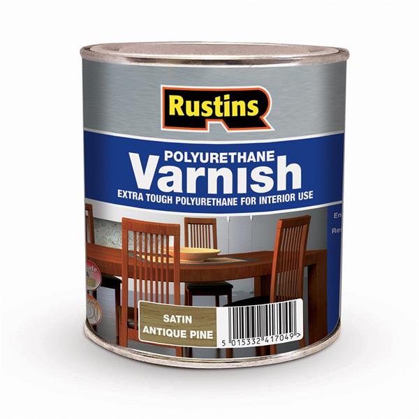 Rustins 1 Litre Polyurethane Satin Varnish - Antique Pine | R436025