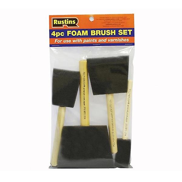 Rustins Foam Paint Brush Set Wooden Handle 4 Piece Set | R120004