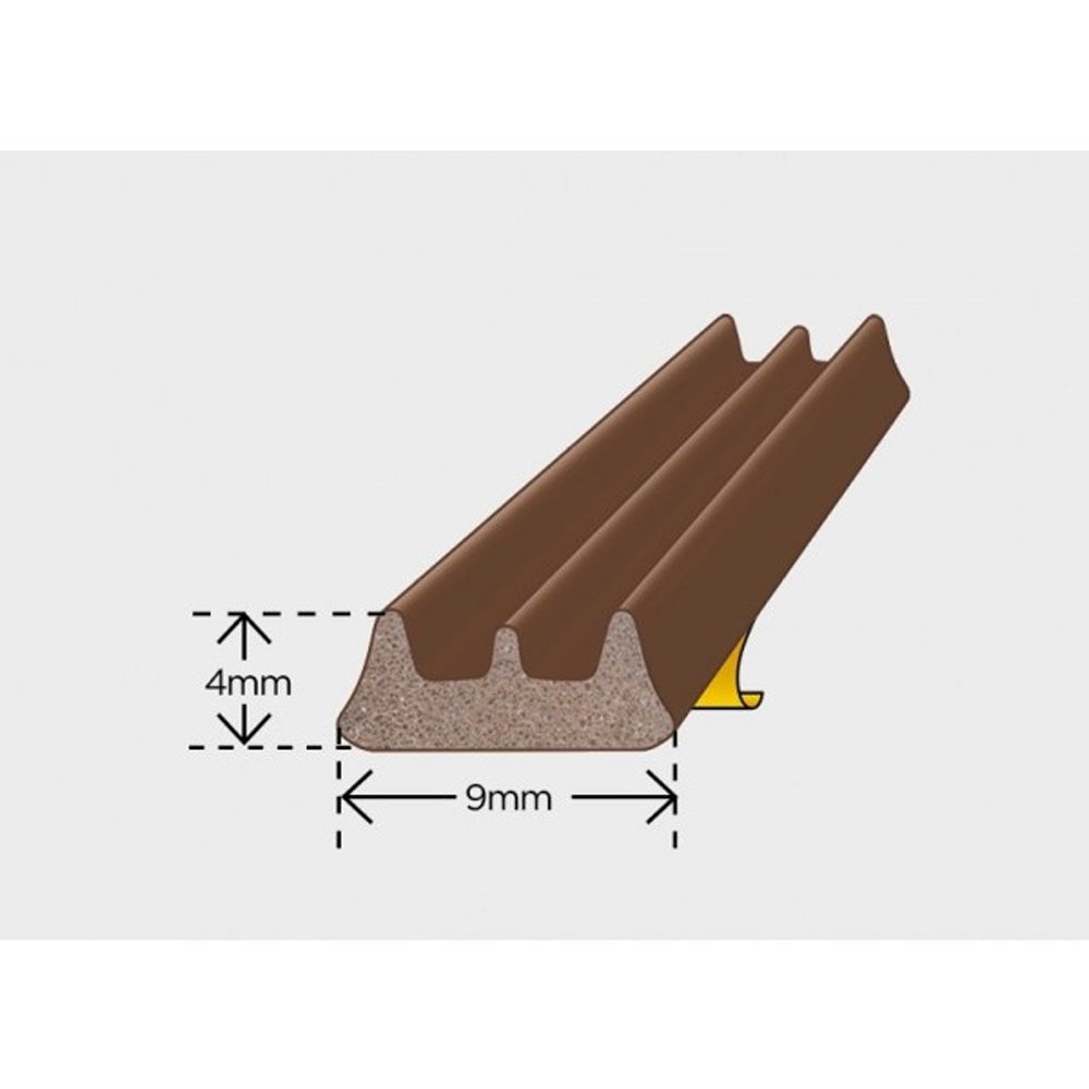Exitex E Strip Draught Excluder Self Adhesive Foam 5180mm - Brown