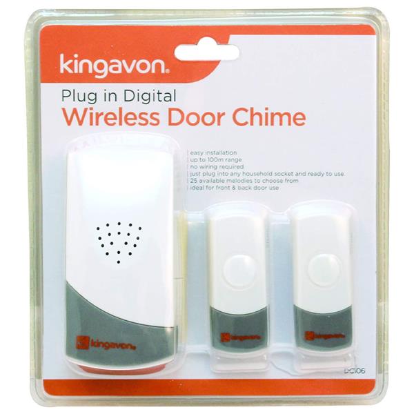 Kingavon Plug In Wireless Door Bell Chime with 2 Bell Push | DC106