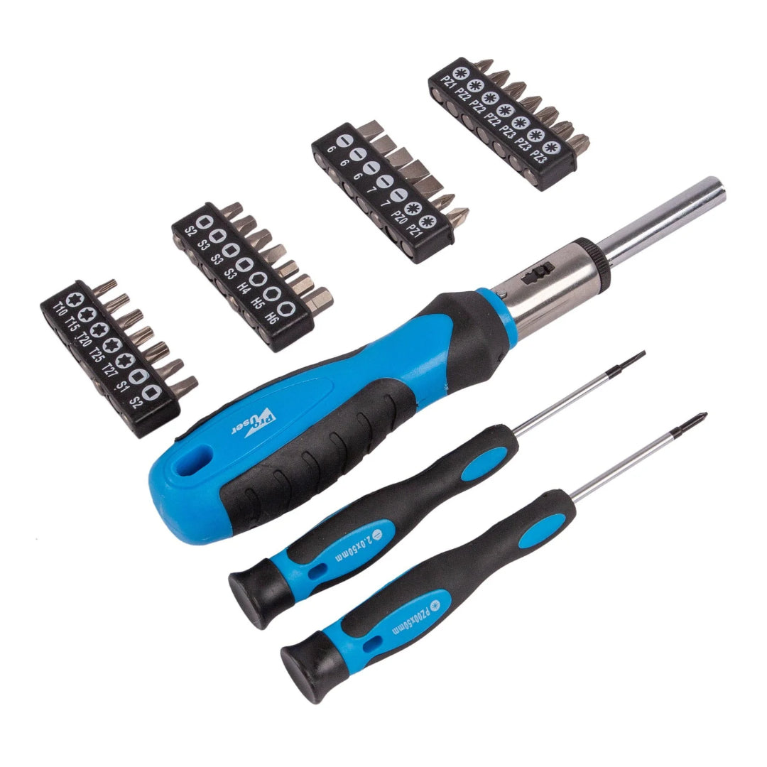 Prouser Chrome Vanadium Ratchet Screwdriver Set 31 Piece - Blue | SD277