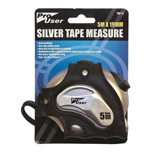 Prouser Silver Measuring Tape 5 Metre / 16ft x 19mm Blade | BB-TM111