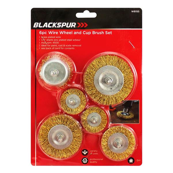 Blackspur 6 Piece Rotary Wire Wheel and Cup Brush Set | WB155