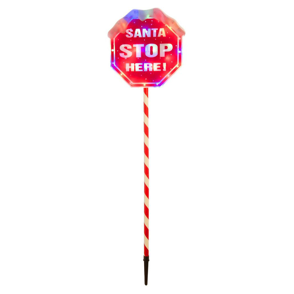 Festive LED Santa Stop Here Sign - 100cm | P030609