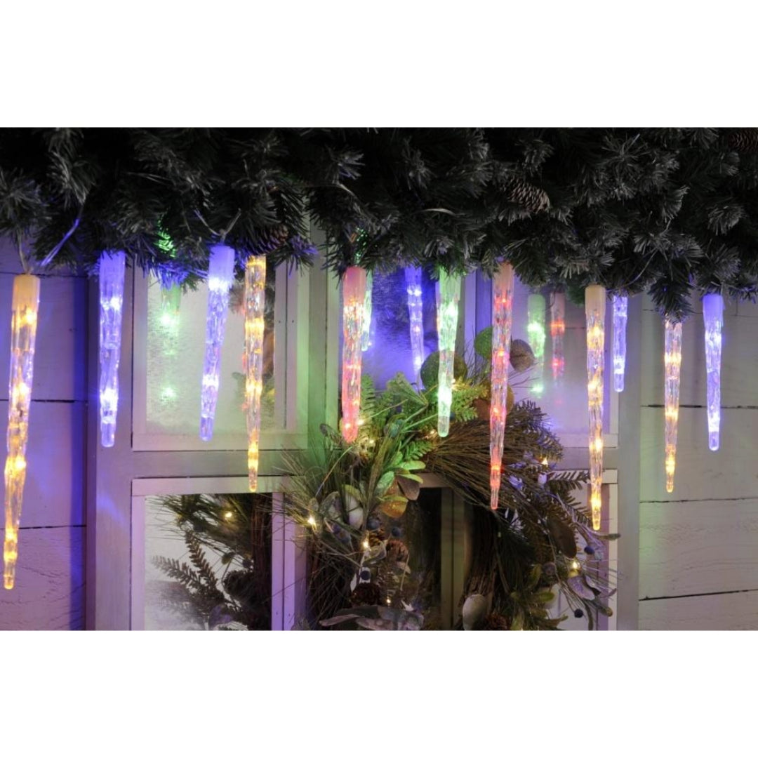 Festive 24 Colour Changing LED Icicle Lights - Multi-Coloured to Warm White | P032178