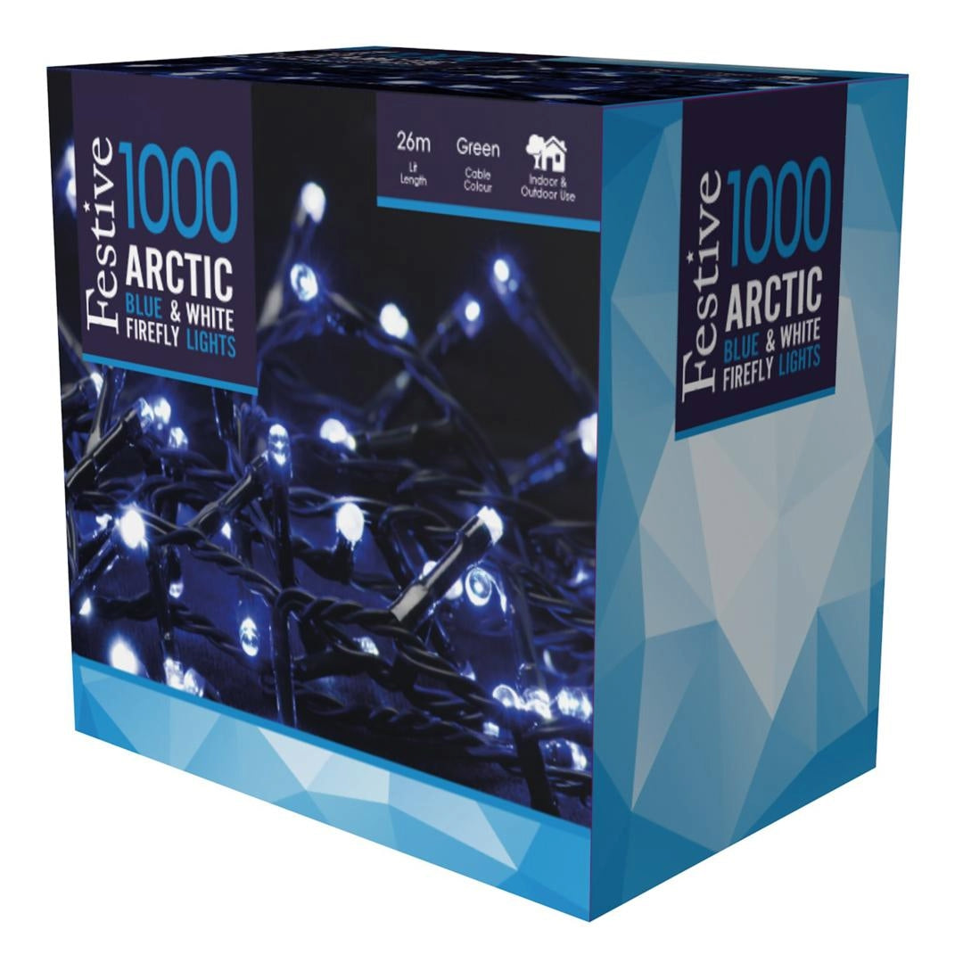 Festive Firefly Christmas Lights 1000 - Artic Blue and White | P037229