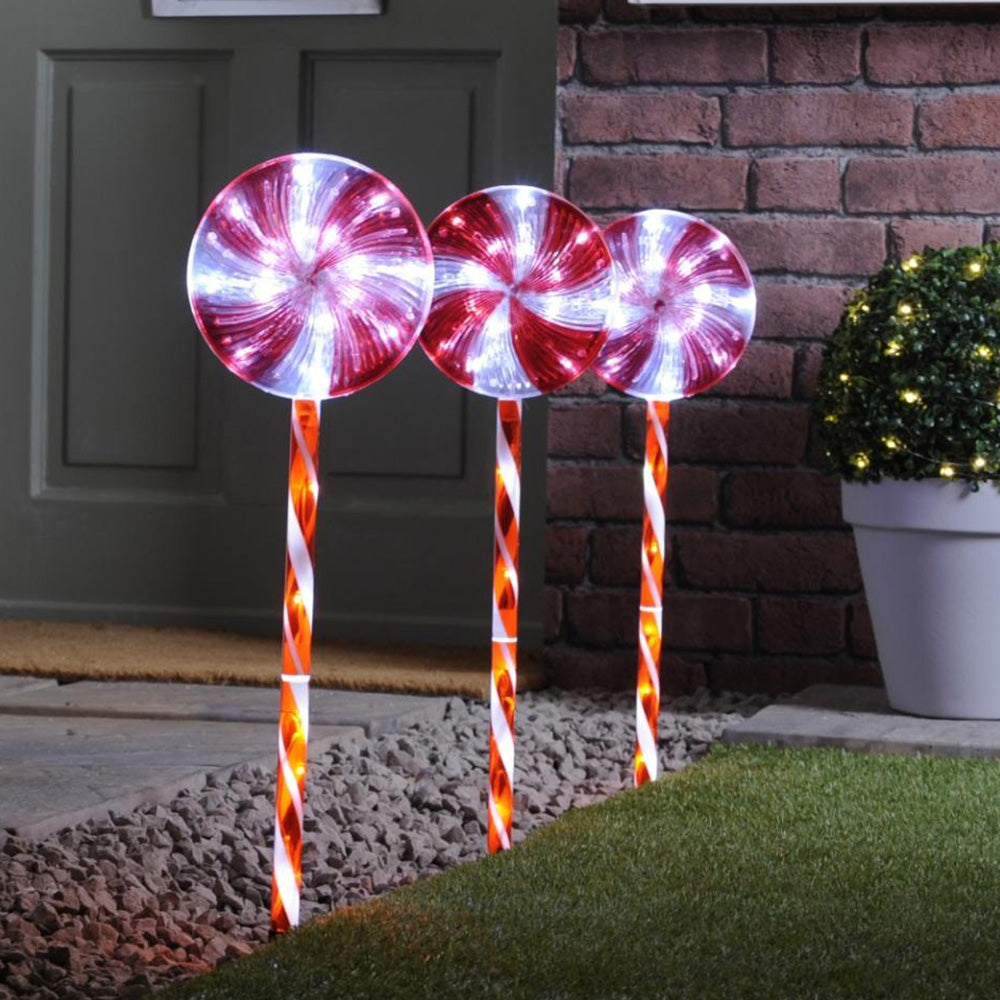 Festive LED Set of 3 Candy Pop Path Lights - 60cm | P044849