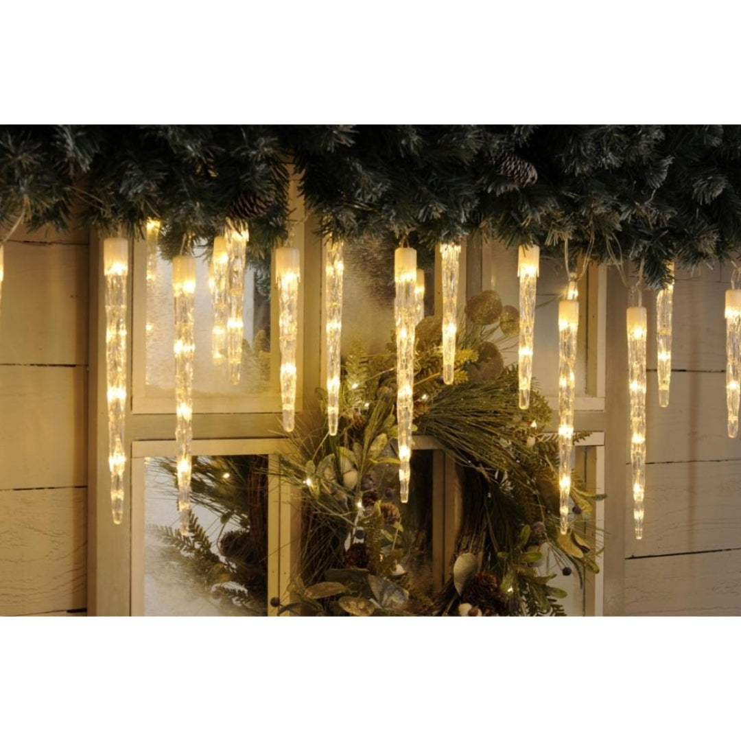 Festive 24 Colour Changing LED Icicle Lights - White to Warm White | P045360