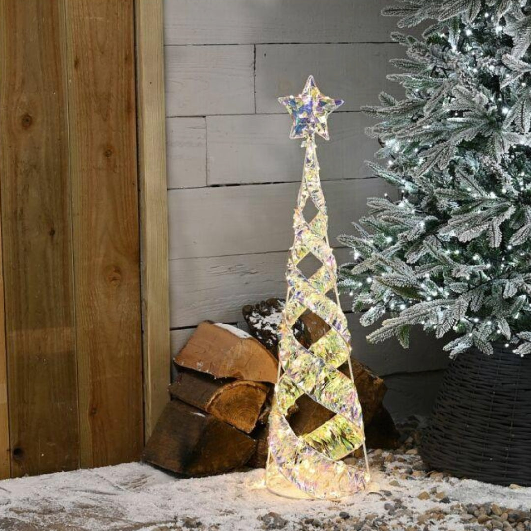 Festive Lit Star Shimmer Spiral Tree - 80cm | P051900