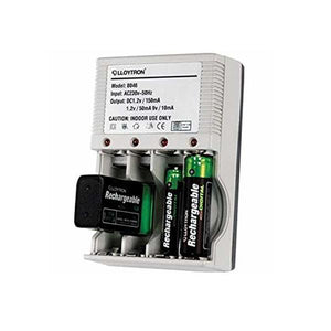 Lloytron Plugin Home Battery Charger for AA AAA 9V(PP3) Rechargeable Batteries | 1724-34