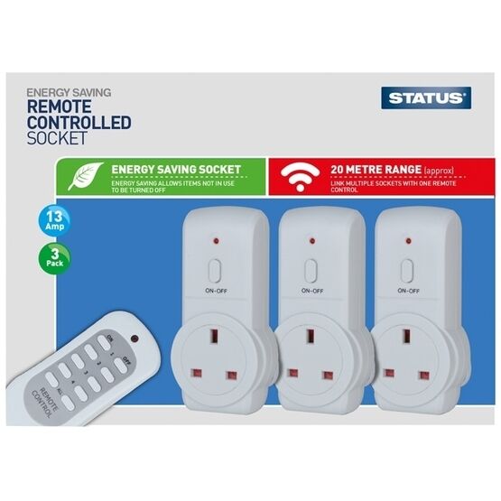 Status 3 Pack Remote Control 13A Sockets | SREMSOC3PK3