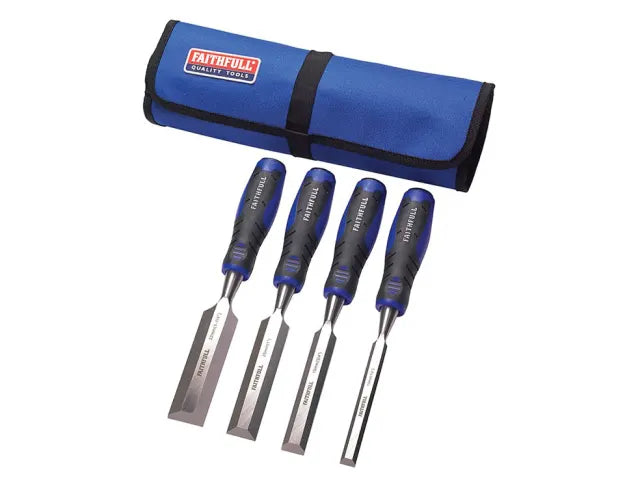 Faithfull Chisel Set with Storage Roll, 4 Piece | XMS24CHISEL4