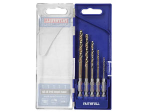 Faithfull HSSE M35 Cobalt Quick-Change Impact Drill Bit Set, 5 Piece | XMS24COBSET