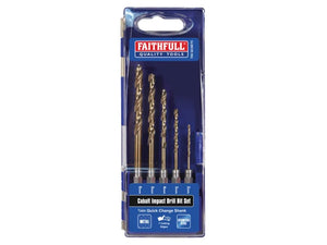 Faithfull HSSE M35 Cobalt Quick-Change Impact Drill Bit Set, 5 Piece | XMS24COBSET