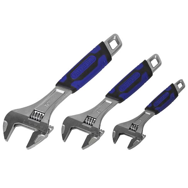 Faithfull 3 Piece Matt Chrome Adjustable Spanner Set | XMS23ASPAN3